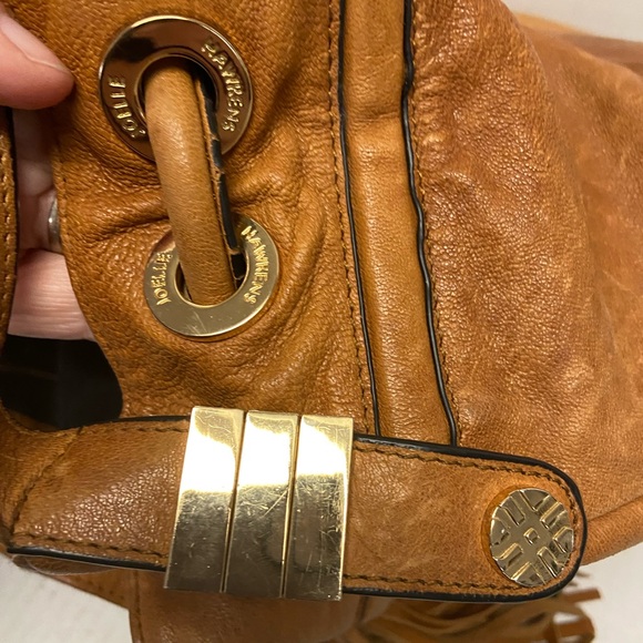 Joelle Hawkens Soft Smooth Caramel Color Leather Drawstring Bucket Bag - Picture 12 of 16